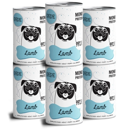 no pork Paka Zwierzaka Pepe Mono Protein Lamb 6x400g
