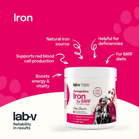 Lab-v Hemoglobin – natural heme iron for BARF mixes and homemade diets 180 g