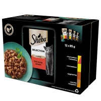 SHEBA pouch 12x85g Selection in Sauce Juicy Flavors - wet cat food in sauce (with beef, lamb, chicken, turkey)