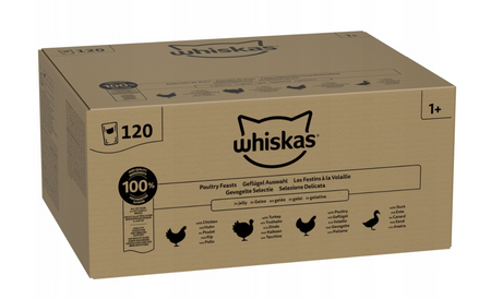 Whiskas Poultry Feast 120x85g Wet Food for Adult Cats in Jelly