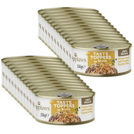 Applaws Taste Toppers Natural Wet Dog Food Chicken with Pumpkin Carrots and Peas in Bouillon 24x156g Can