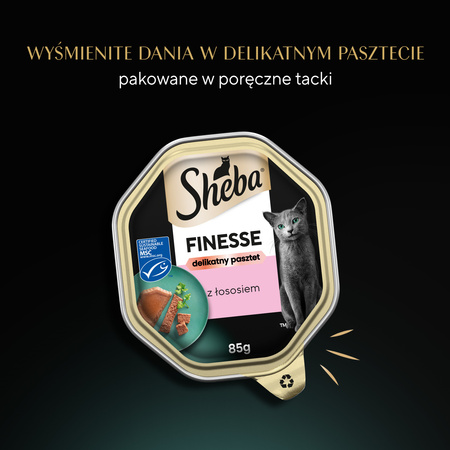 SHEBA Finesse tray 85 g – complete wet food for adult cats, with salmon, in pâté