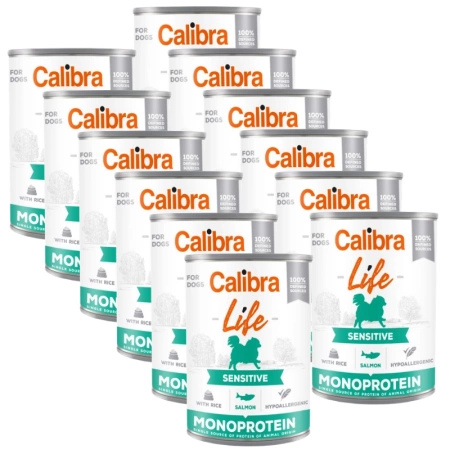 CALIBRA Dog Life Sensitive Salmon with Rice 12x400g