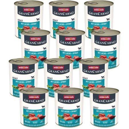 ANIMONDA GranCarno Adult Dog flavour: Salmon + Spinach 12x800g