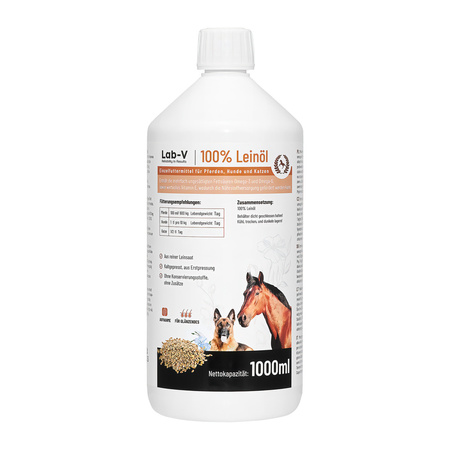 LAB-V Linseed oil Leinöl for horses, dogs and cats 3x1000ml