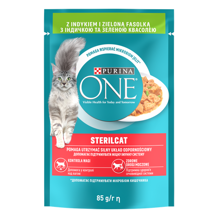 Purina One Sterilcat with turkey and green beans 85g