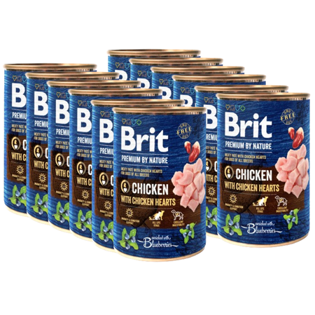 no pork Brit Premium By Nature Chicken With Chicken Hearts 12x400g