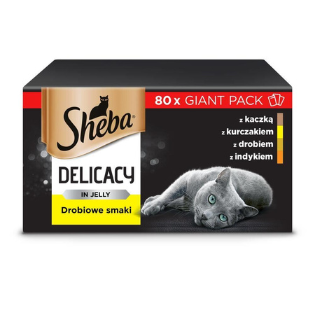 Sheba Delicacy Poultry Jelly Flavours, with Duck, with Chicken, with Poultry, with Turkey 80x85g
