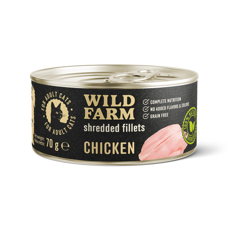 WILD FARM Fillets Chicken 6x70g - grain-free wet cat food, fillet in broth