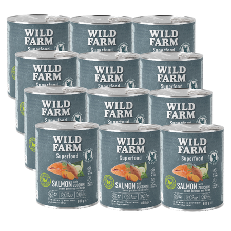 WILD FARM Superfood Salmon (Salmon with courgettes, sweet potatoes and herbs) 12x800g grain-free dog food