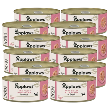 no pork APPLAWS Tuna Fillet With Prawn In Broth Tin 12x70g
