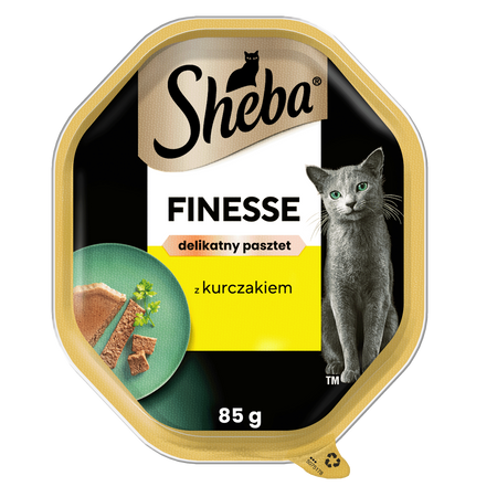 SHEBA Finesse tray 85 g – complete wet food for adult cats, with chicken, in pâté