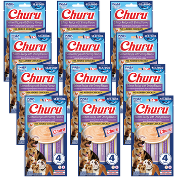 INABA Dog Churu (fish based) salmon, shrimp 12x(4x14g)