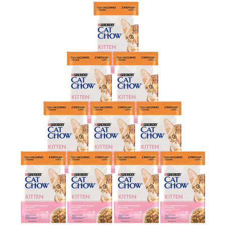 CAT CHOW Kitten Food with turkey and courgette in jelly 10x85g