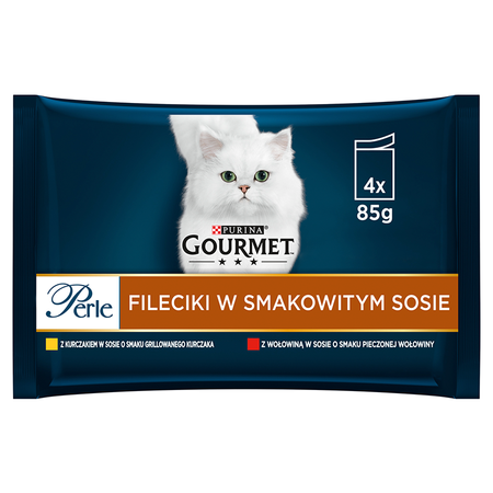Gourmet Perle Cat food fillets in tasty sauce 340g (4 x 85g)