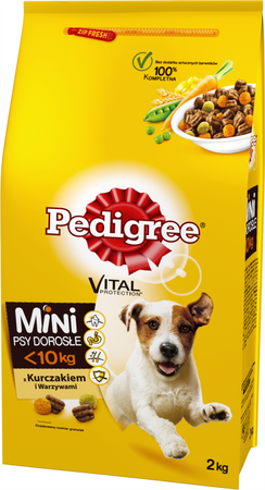 Petfood no pork Pedigree Dry Food for Adult Small Breed Dogs with Chicken and Vegetables 2kg
