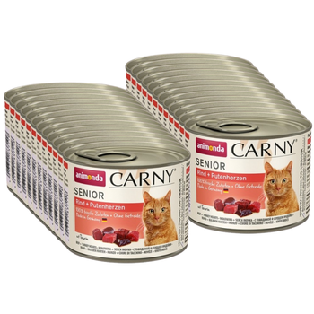NO PORK Animonda Cat Carny Senior Beef and Turkey Hearts 24x200g