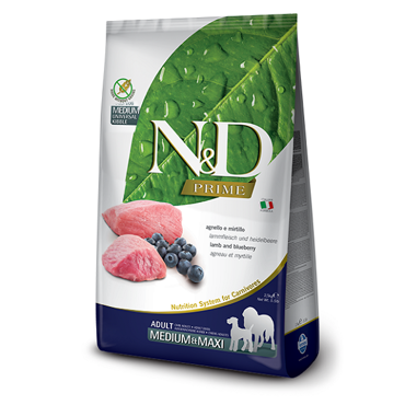 NO PORK Farmina N&D Prime Canine Adult Medium&Maxi Lamb& Blueberry 12kg