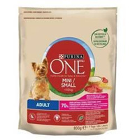 no pork Purina One Mini/Small Adult Dog Food Beef & Rice 800g