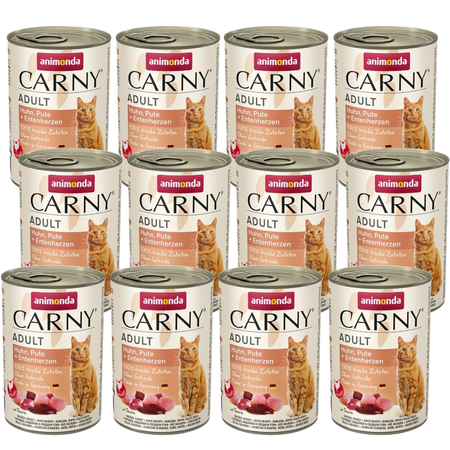 Animonda Cat Carny Adult Chicken, Turkey and Duck Hearts 12x400g
