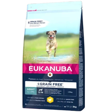 EUKANUBA Adult Chicken S/M Grain Free 3kg