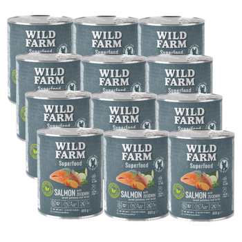 WILD FARM Superfood Salmon (Salmon with courgettes, sweet potatoes and herbs) 12x800g grain-free dog food