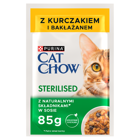 CAT CHOW Sterilised Cat Food with Chicken and Eggplant in Sauce 85g - 20 SIZES + 6 FREE !!!