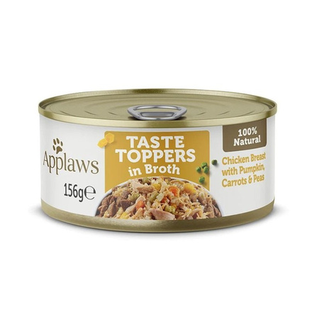 Applaws Taste Toppers Natural Wet Dog Food Chicken with Pumpkin Carrots and Peas in Bouillon 12x156g Can