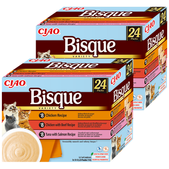 INABA Cat Ciao Bisque - complementary food for cats, cream soup with chicken, beef and fish 2x(24x40g)