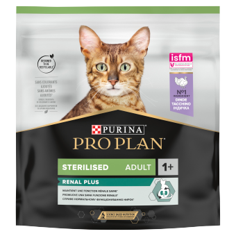 NO PORK PRO PLAN Sterilised Renal turkey-rich cat food 400+400g GRATIS