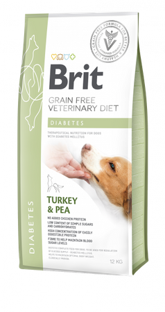 no pork Brit Grain Free Veterinary Diet Dog Diabetes Turkey with Peas 12kg