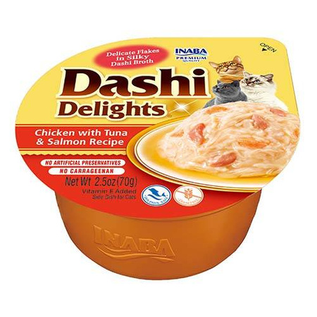 Inaba DASHI complementary cat food - chicken, tuna and salmon flavored broth 6x70 g
