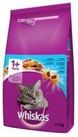 no pork WHISKAS Adult Dry Cat Food 1+ with Tuna and Vegetables 1.4kg