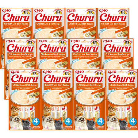 INABA Churu chicken and beef flavoured cat treats 12x(4x14g)