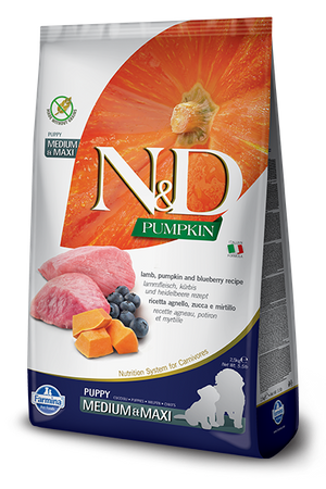 Farmina N&amp;D Pumpkin Grain Free Canine Puppy Medium &amp; Maxi Lamb &amp; Blueberry 12kg