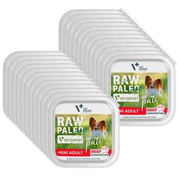 no pork Vetexpert Raw Paleo Pate Mini Adult Beef 24x150g