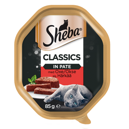  SHEBA Classics tray 85 g – complete wet food for adult cats, with beef, in jelly