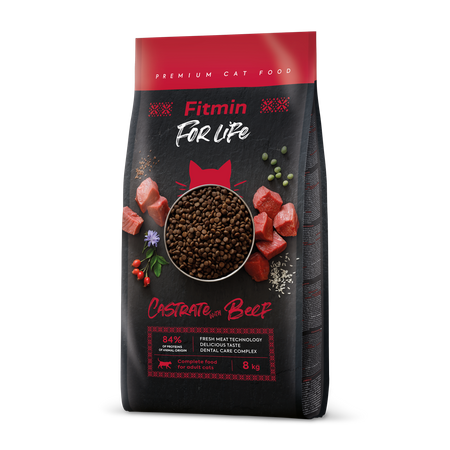no pork Fitmin Cat For Life Castrate Beef 8kg