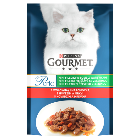 Purina Gourmet Perle Cat Food Mini Filets in Beef and Carrot Sauce 85g