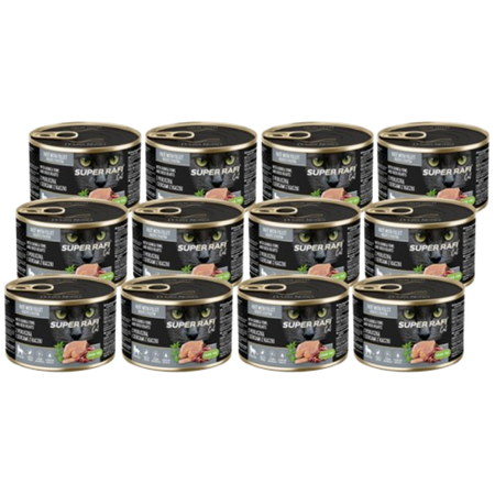 DOLINA NOTECI Super Rafi Cat P&F with guinea fowl and duck hearts for sterilized cats 12x185g