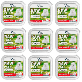 NO PORK Vetexpert Raw Paleo Pate Mini Puppy Beef 9x150g