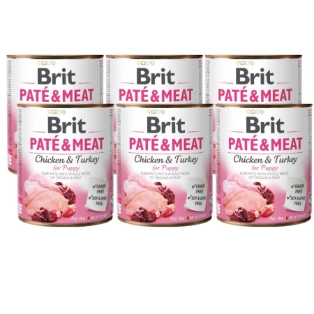 no pork Brit Paté & Meat For Puppy Chicken With Turkey 6x800g