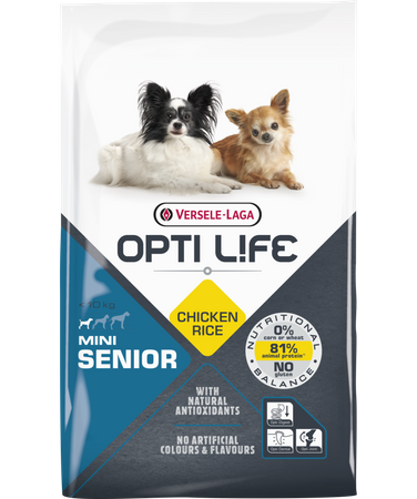 no pork Versele-Laga Opti Life Senior Mini with Chicken for Small Breeds over 7 years of age 2.5 kg