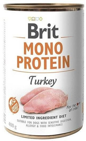 Brit Mono Protein With Turkey 6x400g + FREE Can Lid!