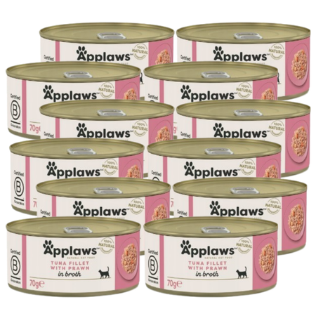 no pork APPLAWS Tuna Fillet With Prawn In Broth Tin 12x70g