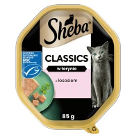 SHEBA Classics tray 85 g – complete wet food for adult cats, with salmon, in gravy