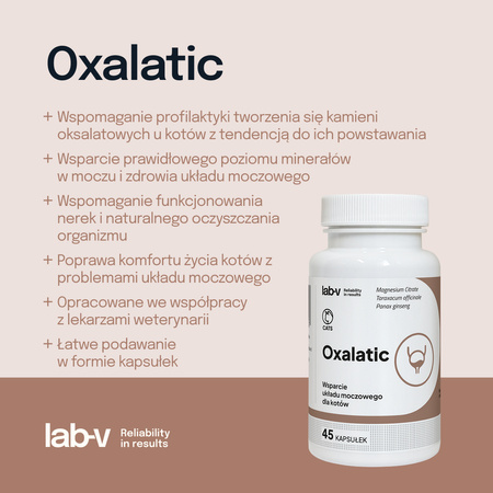 Lab-v Oxalatic – Support for cats with oxalate stone formation 2x45 capsules