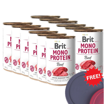 Brit Mono Protein Beef 12x400g+Can lid FREE!