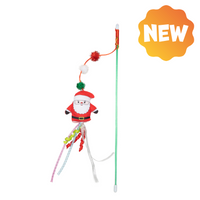 UNIQ PETS PLASTIC CAT TOY SWISHY fishing rod with Santa Claus 40 cm