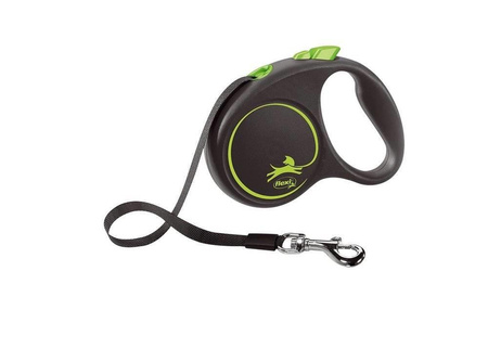 Flexi leash Black Design M Tape 5m Up to 25kg Green